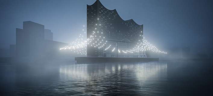 Breaking Waves: Lichtinstallation in Hamburg.