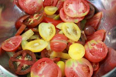 Schnitzel von der Jakobsmuschel / Tomatensalat